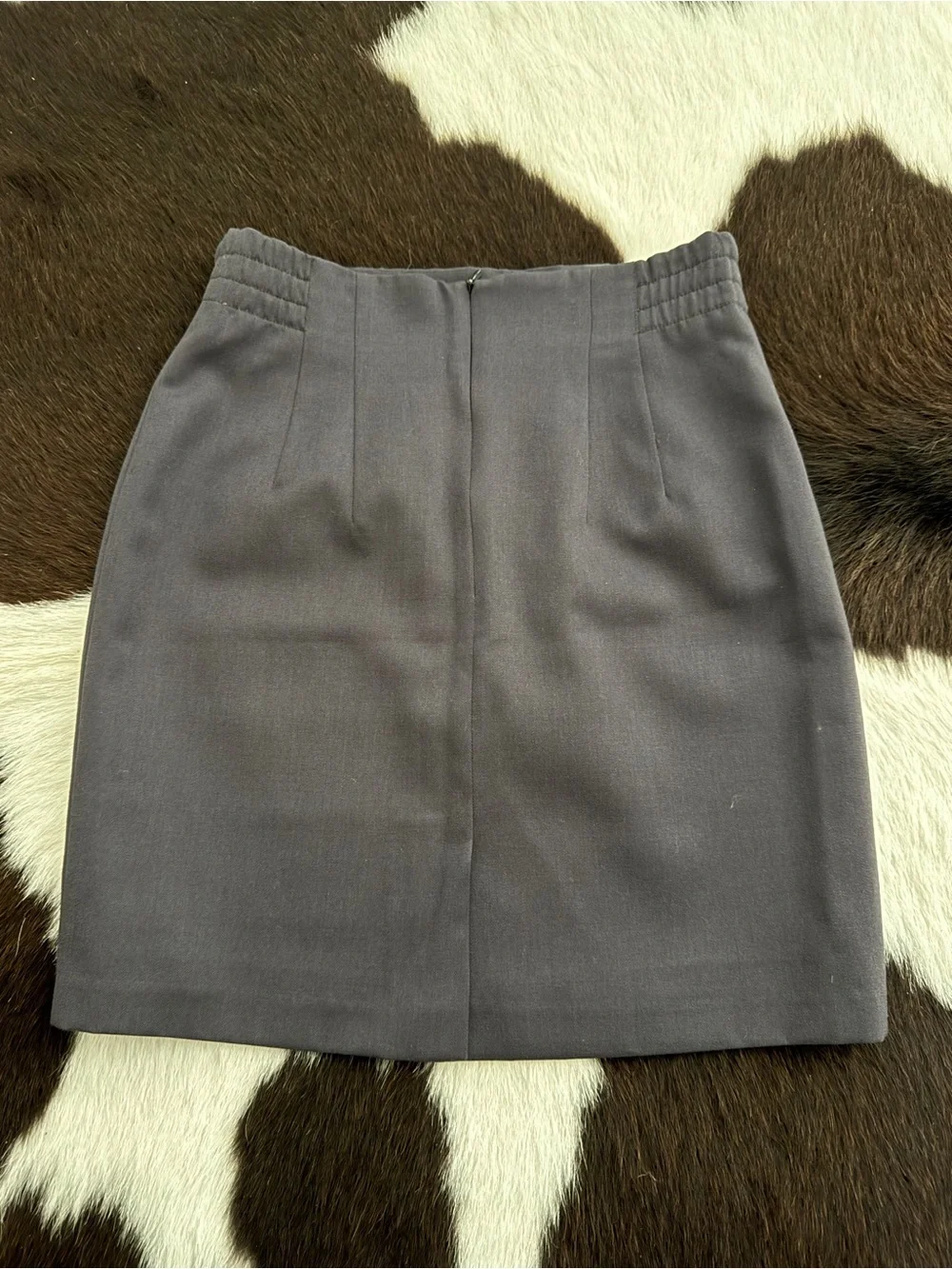 Vintage Gray High Waist Pleated Detail Pencil Mini Skirt S